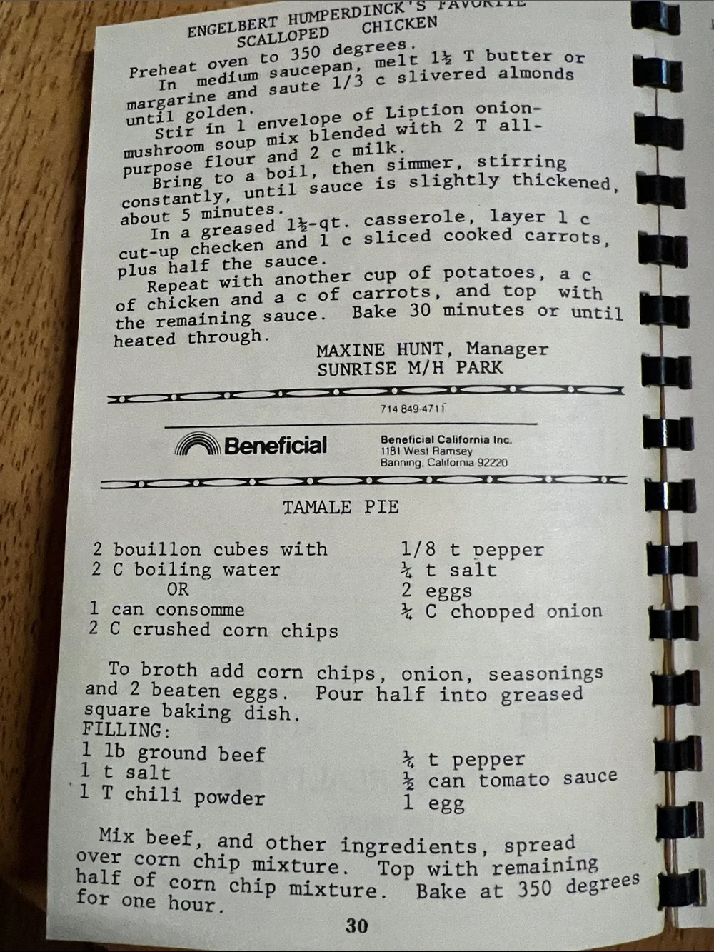 Vintage What’s Cooking Cookbook Banning, California
